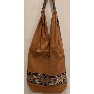 Indian Hobo Style Handbag With Elephant Motif Fabric